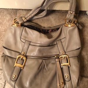 B. Makowsky Leather Shoulder Bag in Stone